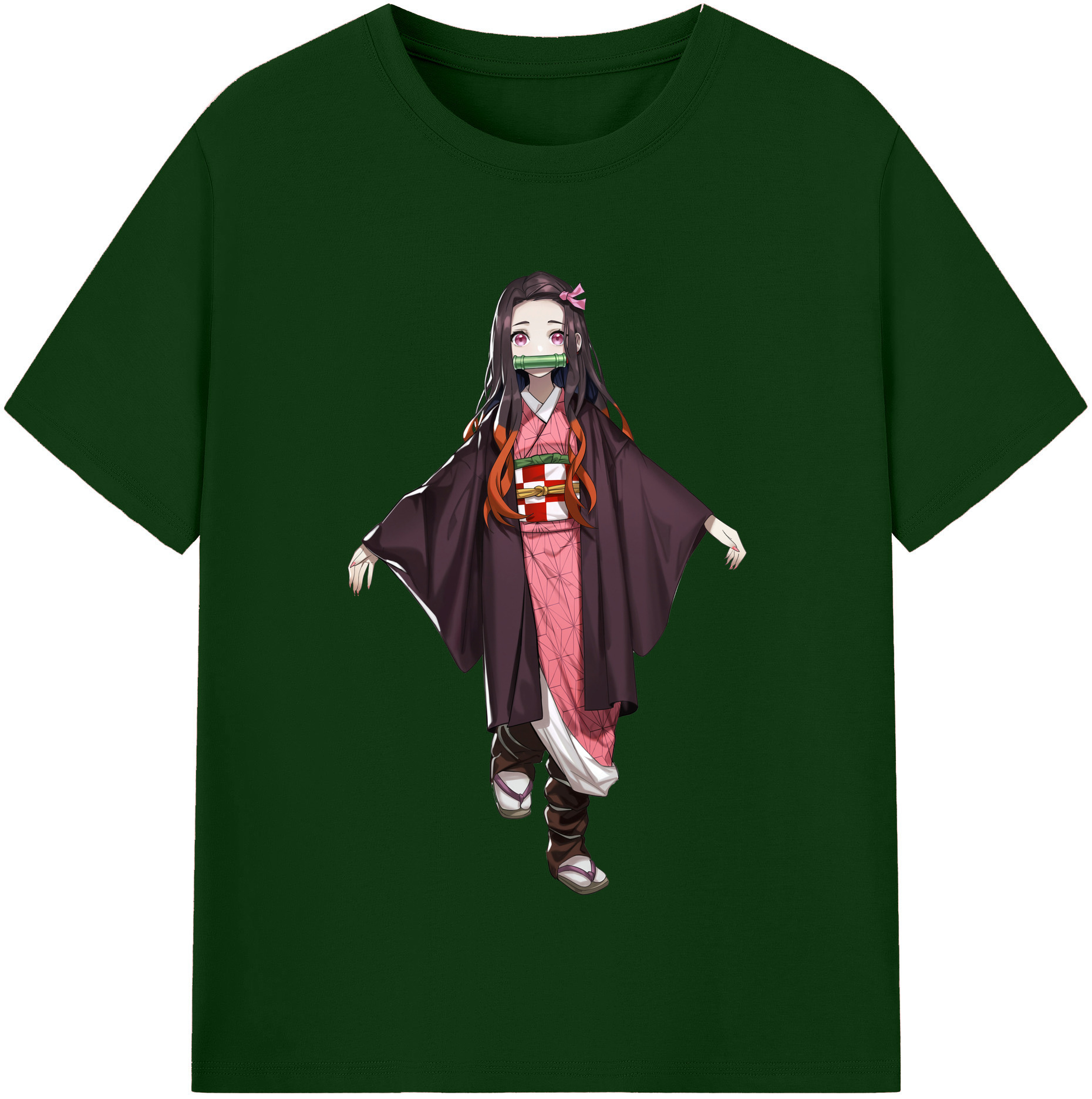 （画像用） 鬼滅の刃（きめつのやいば）竈門 禰󠄀豆子／かまど ねずこ Kamado Nezuko 綿100％半袖Tシャツ（フロントプリント）